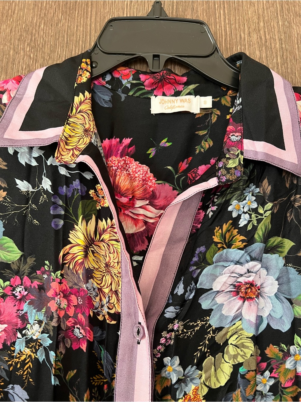 Johnny Was Floral Button-Up Dress/Cover Up- Black with Multicolor Flowers - Picture 7 of 10